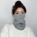Grey knit neck warmer snood winter thermal face cover for women outdoor skiing cold weather - Light Gray