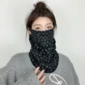 Black four leaf clover print neck gaiter face mask for outdoor cycling winter warm windproof - Bowknot Style (WHHT632) / Black