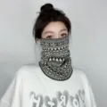 Maschera ciclismo invernale scaldacollo in maglia antivento sciarpa calda donna - Stile Etnico - Nero