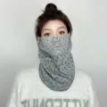 Grey floral winter cycling windproof neck gaiter mask, thickened warm face cover scarf - Bowknot Style (WHHT632) / Light Gray