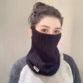 Maschera facciale lavorata a maglia termica invernale scaldacollo antivento donna nero - Taglia unica / Nero