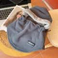 Χοντρό φλις σκουφί μπαλακλάβα σκούρο γκρι χειμερινό ποδηλασίας με αντιανεμικό κορδόνι - Ρυθμιζόμενο / Γκρι του Άνθρακα (WHXP8001-C)