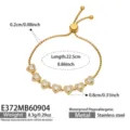 Stainless Steel Zircon Heart Slider Bracelet Adjustable Chain Fashion Women Jewelry Gift Chic - Heart Zirconia Bracelet (E372) / Gold (White Zirconia)