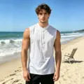 Men's White Sleeveless Henley Tank Top Summer Casual Cotton Linen Beach Shirt Variant - S / Tops / White