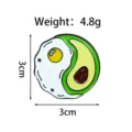 Jolie broche en émail œuf au plat et avocat dessin animé badge en métal pour vêtements 3cm - Avocat Œuf au Plat Tai Chi (GXZ4560-1)