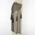 Black macrame tassel waist chain bohemian beach belt with wooden beads for women - SP-275 Double Layer Waist Chain (Style) / One Size