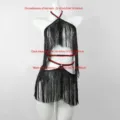 Black tassel halter strap body harness sexy fringe festival clubwear lingerie set hot - LP-469+LB-620 Combination Style (Style) / One Size