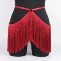 Sexy red tassel body harness waist chain and leg ring set for women erotic lingerie SKU - LP-469R Tassel Style (Style) / One Size / Red