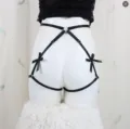 Black body harness with bows and metal rings, sexy bondage lingerie accessory SKU. - LP-448 Style (Top) / One Size
