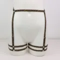 Leopard print body harness garter belt, sexy elastic leg ring straps for women style. - LP-438BW Leopard Style (Top) / One Size