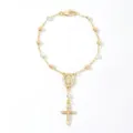 Tri-color metal bead cross pendant bracelet, copper micro-inlaid zircon prayer jewelry. - Style 3 (NZS-C-003)