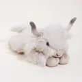 Peluche de vache écossaise des Highlands crème, douce fourrure shaggy poupée allongée. - Style couché gris