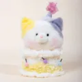 Cute cat birthday cake plush toy, soft stuffed animal doll variant for girls gift. - Calico Cat Style / 17cm