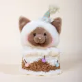 Cute birthday cake plush toy, cat doll in cake cup, soft stuffed animal gift for girls. - Siamese Cat Style / 17cm