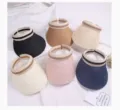 Kids summer sun visor hat set, striped woven empty top beach caps in various colors. - Mixed Color