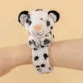 Plush Animal Slap Bracelet White Leopard Style Cute Toy Gift for Kids Party Favors - Small Slap Ring - White Leopard