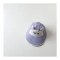 Detail view of the cute purple sun hat with cat ears and embroidered face for kids. - 50-52cm / Purple Cat