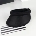 Chapeau de soleil noir sans top à large bord, chapeau de plage d'été tissé pour femmes. - Enfant / Noir