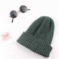 Berretto in maglia verde scuro per bambini cappello caldo invernale accessorio - Circa 48-53cm / Verde Scuro