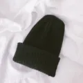 Childrens solid color warm knit beanie soft winter black hat for boys and girls daily wear - One Size / Black