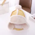 Kinder Winter warme Plüsch Ohrenklappen Mütze Kleinkind Flauschig Bomberkappe Detail Ansicht - Kopfumfang 46-50cm / Gelb