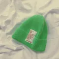 Berretto in maglia verde con toppa di lettere, simpatico berretto caldo invernale. - Bambini Verde