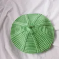 Hellgrüne Strick Kinder Baskenmütze einfarbige Mütze Herbst Winter warme Kopfbedeckung - Einheitsgröße 46-52cm / Avocadogrün