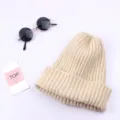 Berretto in maglia beige tinta unita per bambini, berretto caldo invernale unisex. - Circa 48-53cm / Beige
