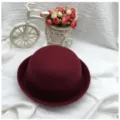 Kinder Woll Melone Hut Bordeaux Version Britisch Stil Suesse Kuppel Hut Variante - 50-52cm / Burgunderrot