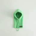 Kids green knitted balaclava hooded scarf with drawstrings for winter warmth children wear - 50-54cm / Green