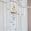 Carillón de viento velero mediterráneo adorno colgante de madera para decoración costera. - Colgante Salvavidas Bote Pequeño