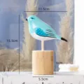 Scultura di uccello in legno blu nordico decorazione da tavola statuetta animale carina - Blu