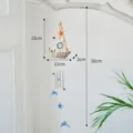 Carillón de viento en miniatura barco estilo mediterráneo decoración colgante madera con tubos. - Campana de Viento Velero Timón