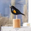 Nordische holz vogel figur tischdeko mit baumstamm sockel landhausstil dekoration - Schwarz