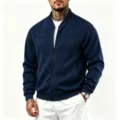 Stijlvolle marineblauwe bomberjack voor heren, casual jas met rits voor herfst en winter. - Marineblauw