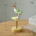 Uccello in legno dipinto a mano, decorazione da scrivania in stile mediterraneo come regalo. - Combinazione di 2 Uccelli