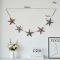 Fabric starfish garland ocean style wall hanging decoration for kids room bedside decor 140cm - Starfish String E