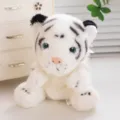 Adorable white tiger plush toy, soft stuffed animal doll for kids, cute comforting companion. - White Tiger Hand Puppet-Sitting-20cm