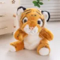 Cute plush tiger hand puppet toy for kids storytelling and animal role play interactive - Yellow Tiger Hand Puppet-Sitting-20cm