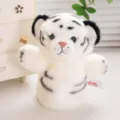 Cute white tiger plush hand puppet for kids storytelling, soft animal doll toy for interactive play. - White Tiger Hand Puppet-Standing-20cm