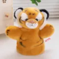 Cute tiger plush hand puppet soft animal doll toy for kids storytelling and interactive show - Yellow Tiger Hand Puppet-Standing-20cm
