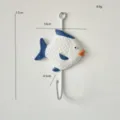 Gancio da parete pesce blu bianco stile mediterraneo in resina ferro decorazione corridoio - Gancio a Pesce Piatto Blu e Bianco