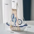 Modello di barca a vela in legno stile mediterraneo decorazione tavolo blu nuovo - Applicazioni barca con pesce e timoniere