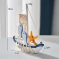 Barca a Vela in Legno Stile Mediterraneo Miniatura Tema Oceano Nautico Decorazione - Applicazioni barca con pesce e stella marina