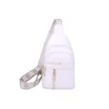 Dames witte PU lederen borsttas variant, stijlvolle crossbody tas met geweven schouderband. - Wit