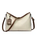 Stijlvolle PU lederen dames schoudertas met grote capaciteit, chic contrastdesign en comfortabele stijl. - Broken Wit
