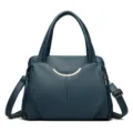 Zachte lederen dames handtas schoudertas, grote capaciteit casual shopper tas stijl. - Blauw