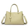 Beige handtas met grote capaciteit en elegante bloemhanger, stijlvolle schoudertas voor dames dagelijks. - Matcha Groen