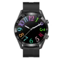 Nuevo reloj inteligente llamada bluetooth fitness tracker con numeros de colores y correa negra - Negro