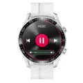 Reloj inteligente deportivo hombre mujer, pulsera Bluetooth con reproductor música correa blanca. - Plateado
